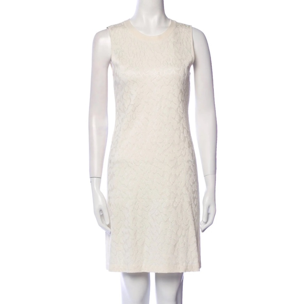 St John Sport Knit Textured Sleeveless Dress In Ivory Size XL
